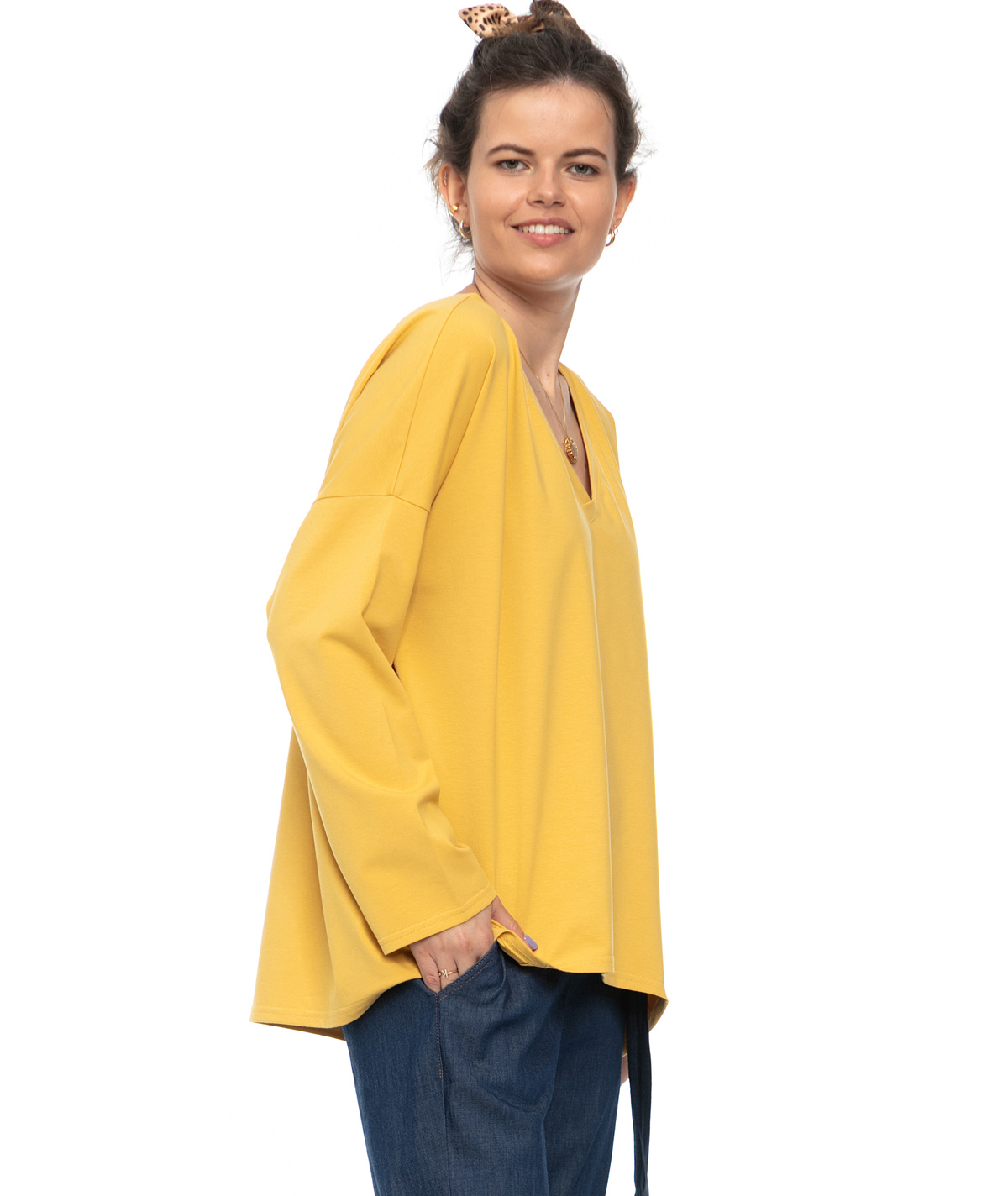 Luźna bluzka w kolorze żółtym